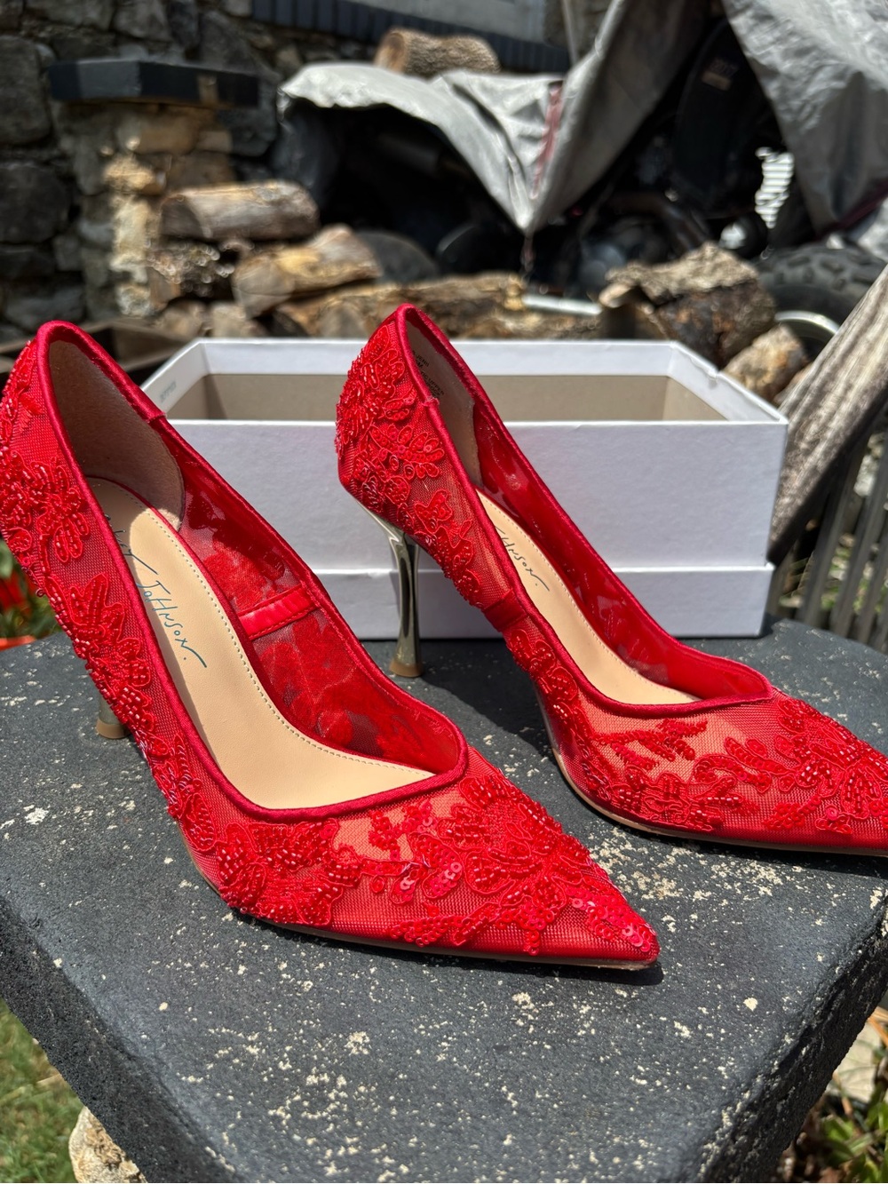 Betsy Johnson Jenni Mesh Beaded 3.5” Pumps